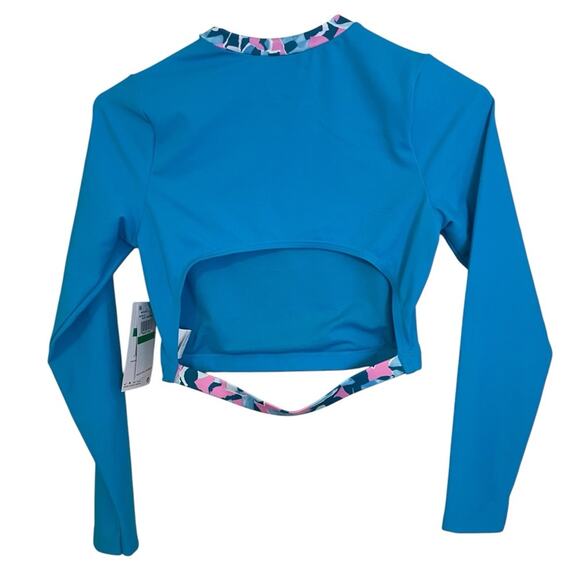 Nike Blue Lightening Cropped Swim Top NWT XL - Picture 2 of 7